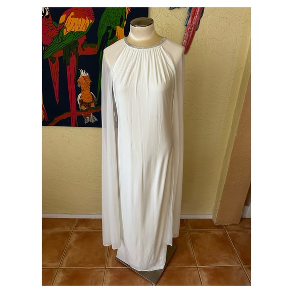 R&M Richards Long Formal Cape Gown in Ivory - Picture 9 of 10